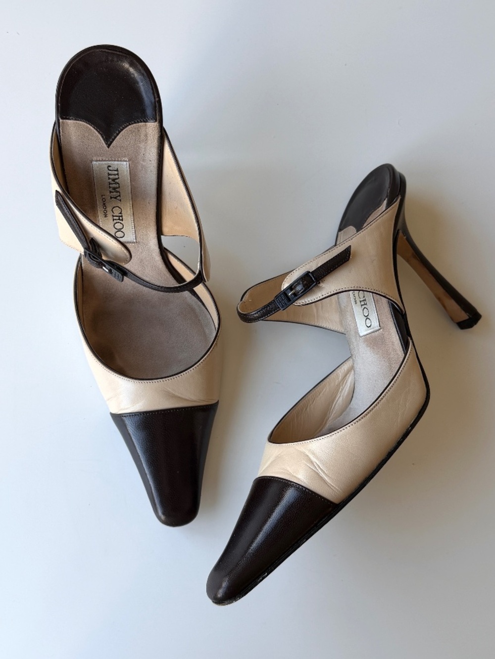 Jimmy Choo vintage rich brown & cream mules – IT 37.5